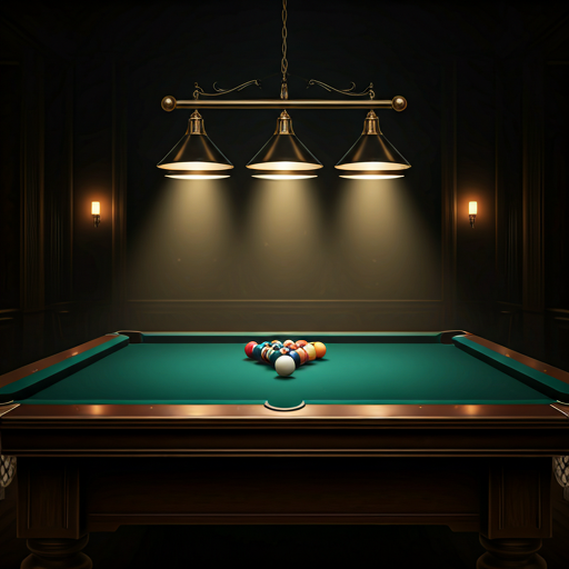 Professional billiard table under warm lighting